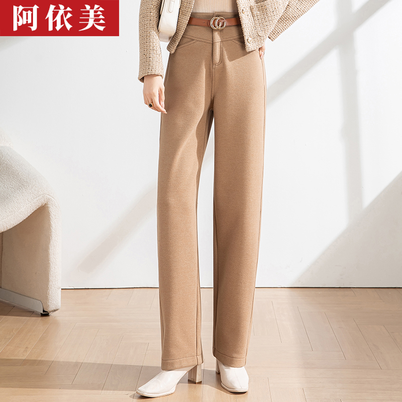 毛呢阔腿裤女2025秋冬季新款显瘦高腰大码窄版西装直筒休闲长裤子