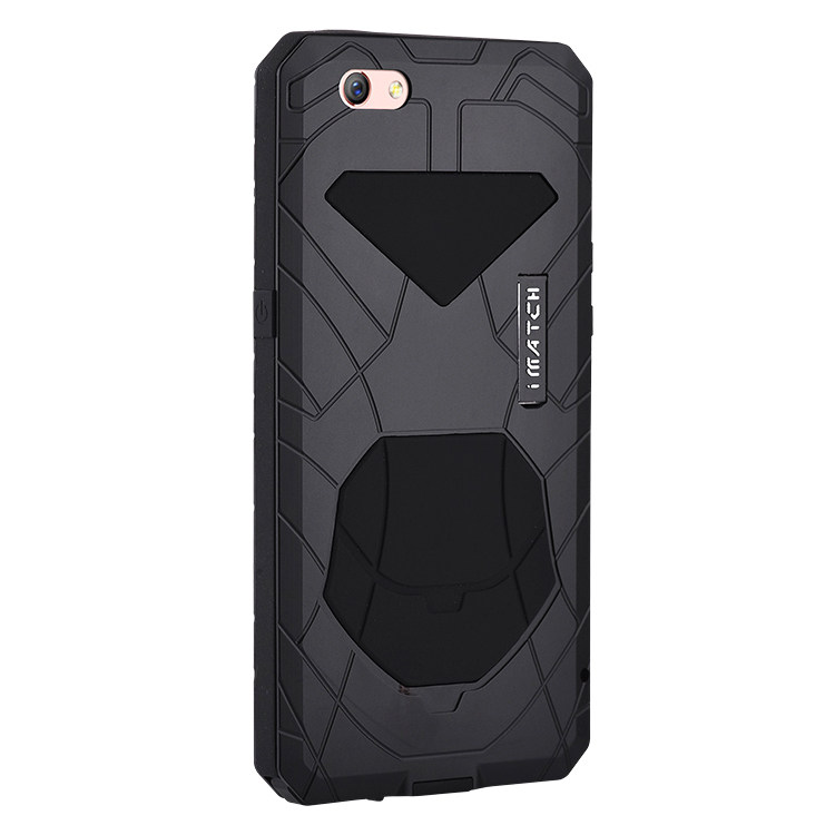 iMatch Water Resistant Shockproof Dust/Dirt/Snow-Proof Aluminum Glass Metal Military Heavy Duty Case Cover for OPPO R9s