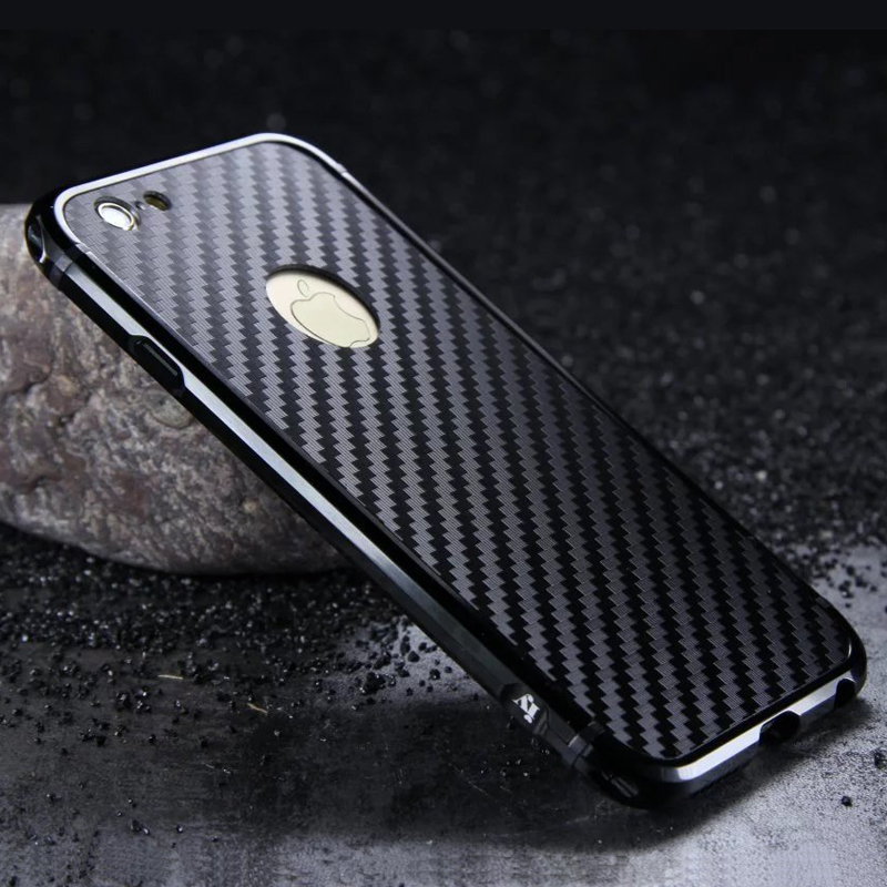 iy Rainbow Aluminum Metal Bumper Carbon Fiber Back Cover Case for Apple iPhone 6S Plus/6 Plus & iPhone 6S/6
