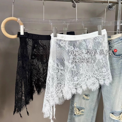 韩版时尚气质百搭不规则蕾丝屁帘半身裙女2025年新款洋气叠穿短裙
