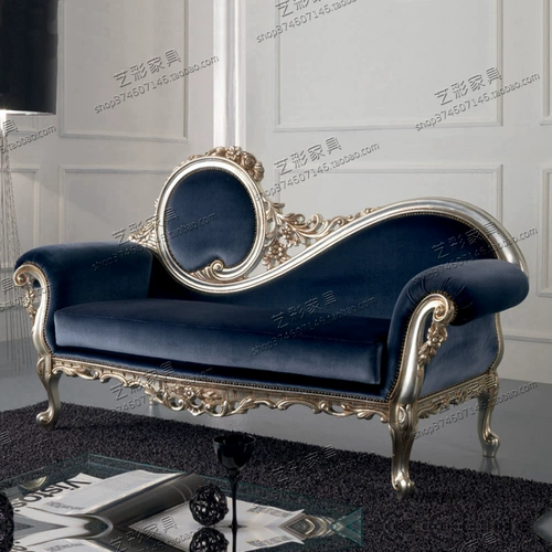 Европейский стиль сплошной древесина резные двойной диван Американский бархатный мягкий мешок благородная наложница с большой гостиной балконы