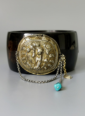 古董银鎏金中式美学手镯