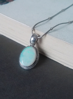 迷人幻彩纯银精致欧珀宝石挂坠