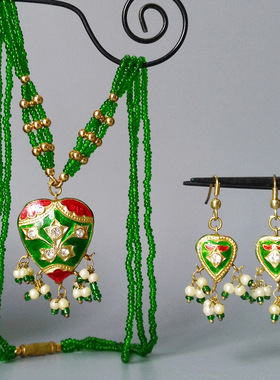 棉麻波西米亚风花卉琉璃流苏项链