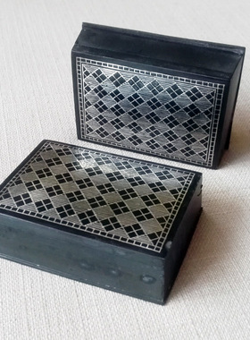 印度特色工艺品民族风纯手工金属镶银丝首饰收纳盒名片盒现货礼物