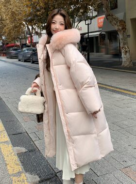 冬季女过膝加厚保暖羽绒棉面包服