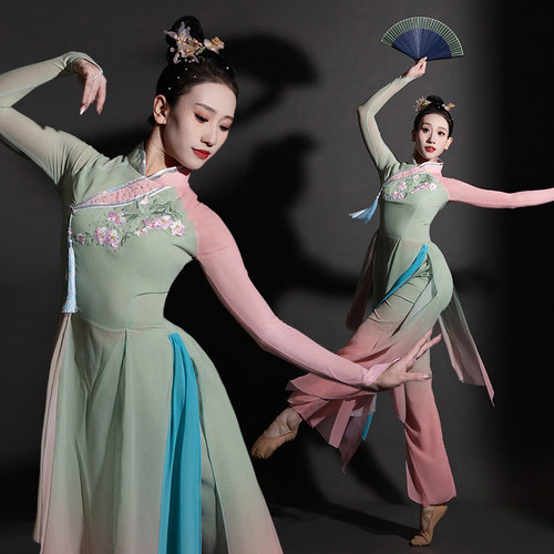 古典舞演出服女淡妆浓抹舞蹈服装中国风扇子表演伞舞飘逸艺考成人
