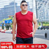 背心潮 T恤宽松休闲加肥加大胖子肥佬定制宽肩坎袖 夏季 男纯棉无袖