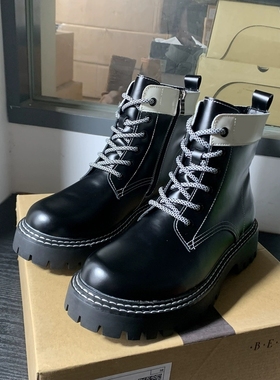 断码清仓捡漏~英伦风马丁靴女短靴黑色系带厚底百搭舒适大头靴