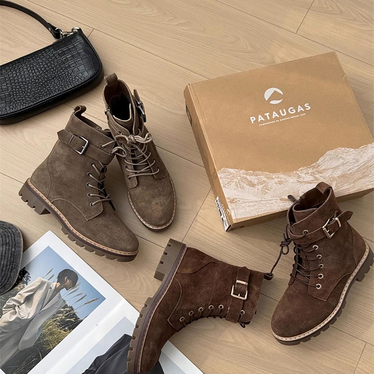 出口外单~2025年秋冬季新款真皮户外工装加绒保暖平底马丁靴短靴