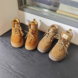 断码清仓捡漏~冬季牛反绒加绒雪地靴女系带保暖防滑增高厚底短靴