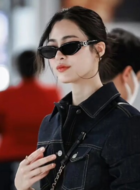 复古黑色框猫眼墨镜高级感太阳镜