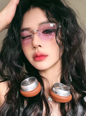 Y2K复古紫色无框墨镜甜妹太阳镜