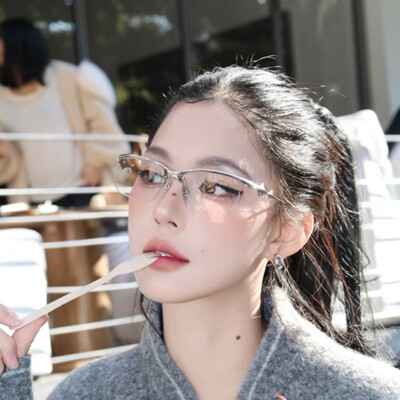 复古半框金属防蓝光可配度数眼镜