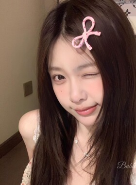 韩系ins粉色波点蝴蝶结发夹