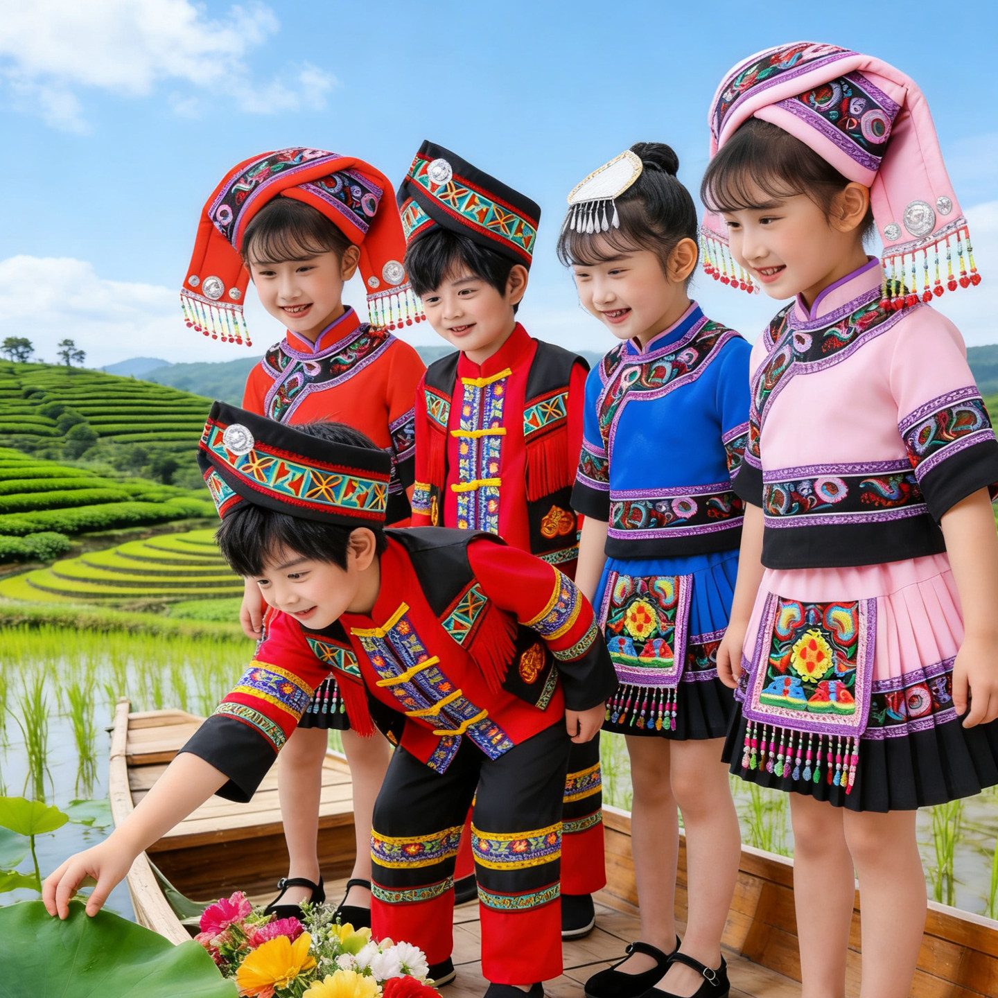 立春吉量刘三姐又见三月三儿童民族风舞蹈演出服弥渡山歌表演服装