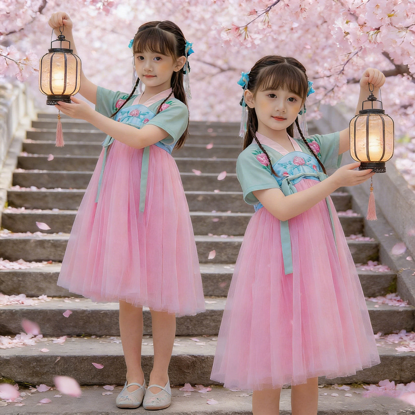 芒种桃花笑儿童舞蹈演出唐装女童