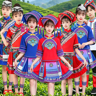 咏春立春吉量丽江三部曲又见三月三儿童民族风舞蹈演出服表演服装