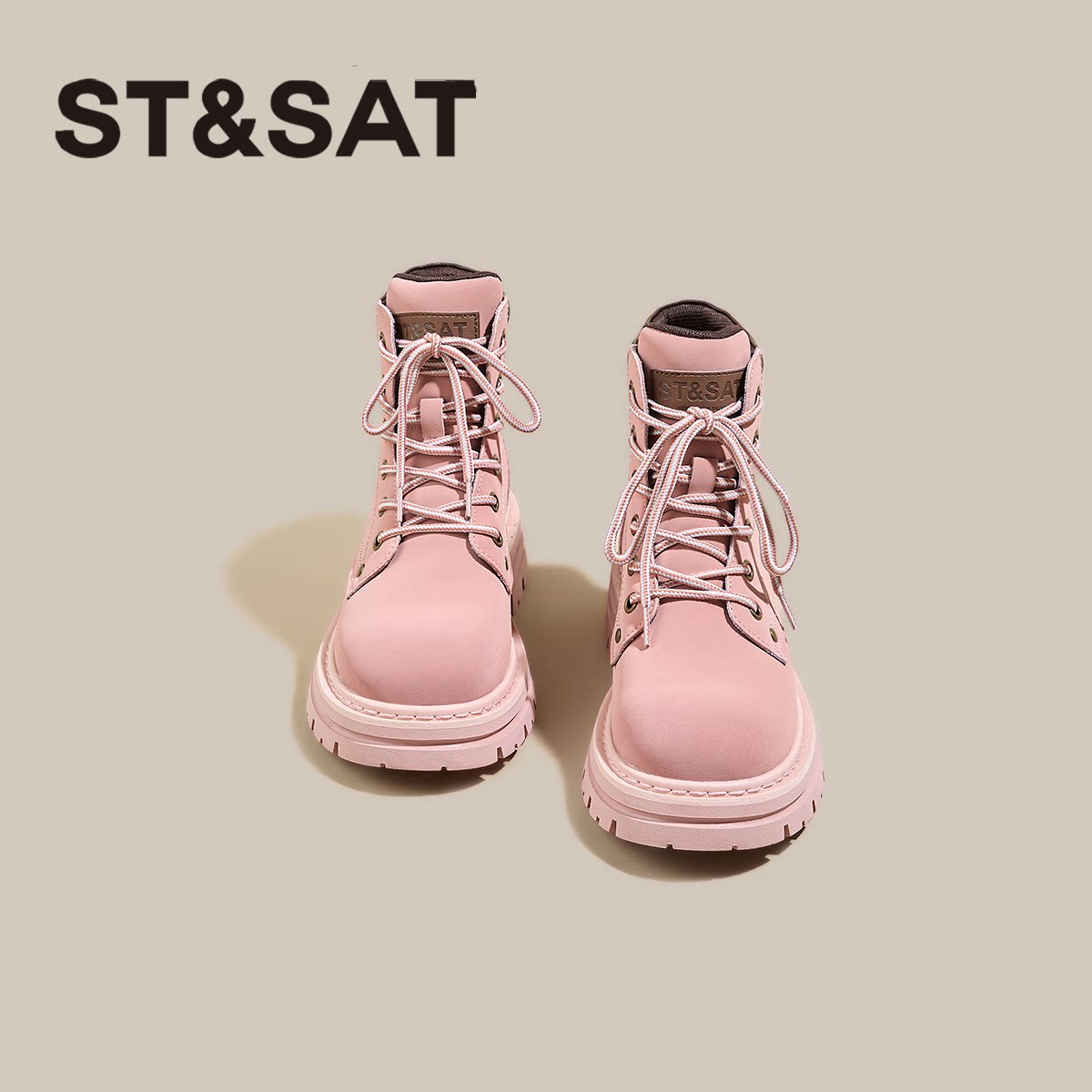 星期六女鞋马丁靴女款2026秋季新款英伦风真皮工装靴复古百搭短靴