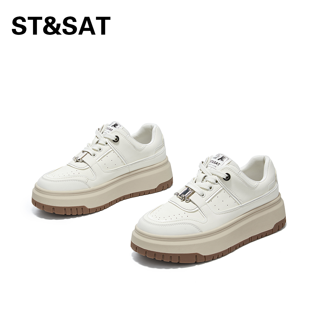 星期六小白鞋女款复古厚底板鞋