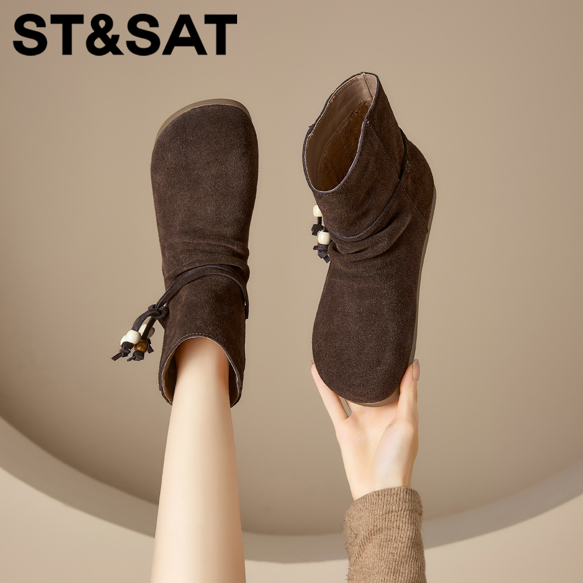 星期六简约百搭女靴内增高堆堆靴