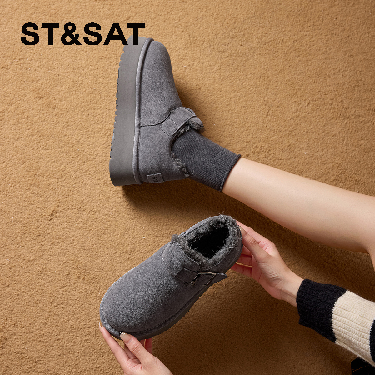 星期六加绒勃肯鞋防水防滑雪地棉