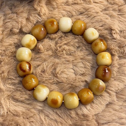 【吐司面包】炭烧菩提手串学生绕指柔文玩盘玩菩提根单圈佛珠手链