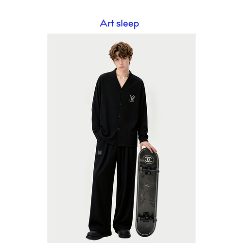 Art sleep「潮酷黑系」睡衣男款秋季长袖莫代尔时尚松弛感可外穿