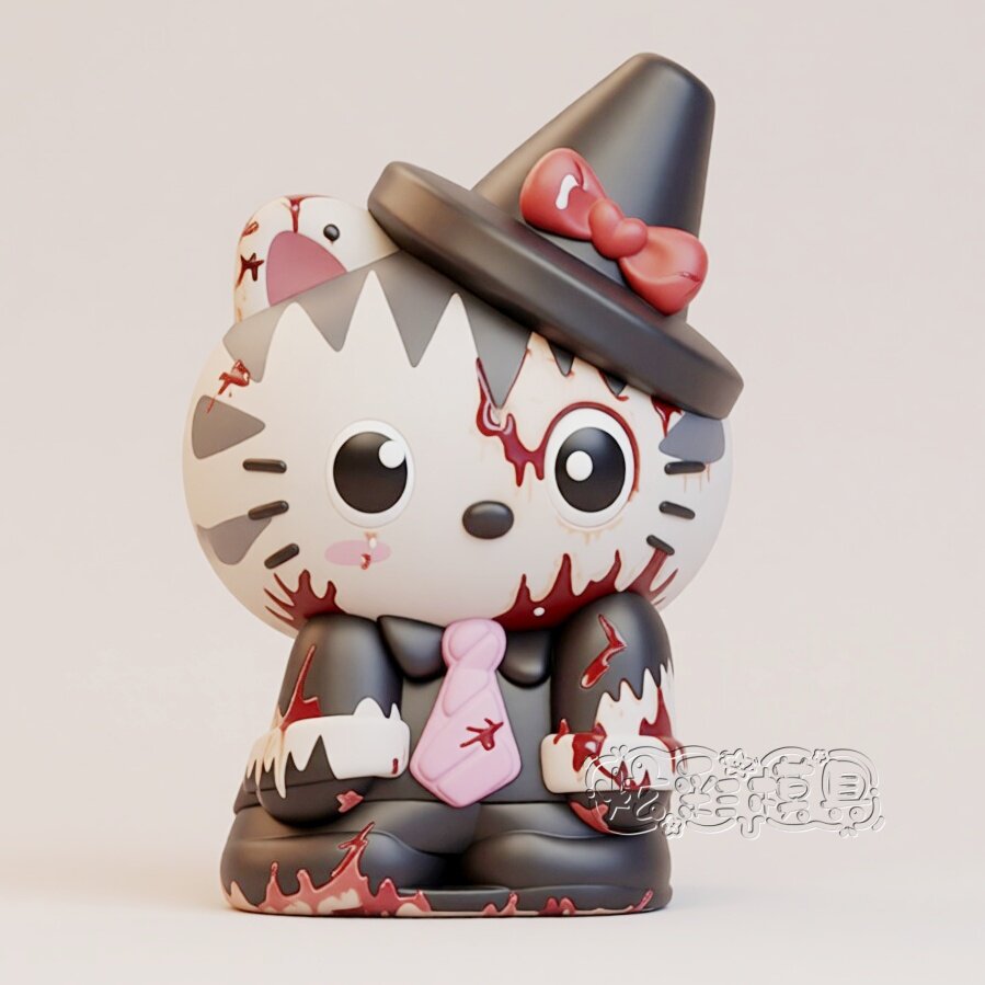 爆款DIY僵尸KT猫3d手绘白胚涂鸦模具彩绘石膏娃娃乳胶立体磨具卡