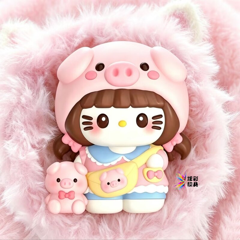 DIY牵小猪KT猫玩具模具彩绘石膏娃娃乳胶立体磨具卡通3D手绘摆摊