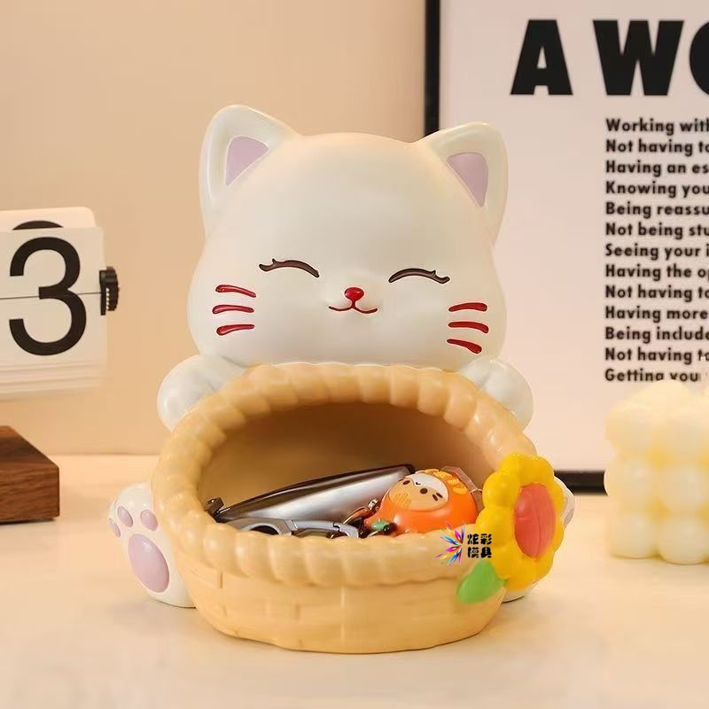 爆款DIY小猫抱篮子涂鸦模具彩绘石膏娃娃乳胶立体磨具卡通手绘3D