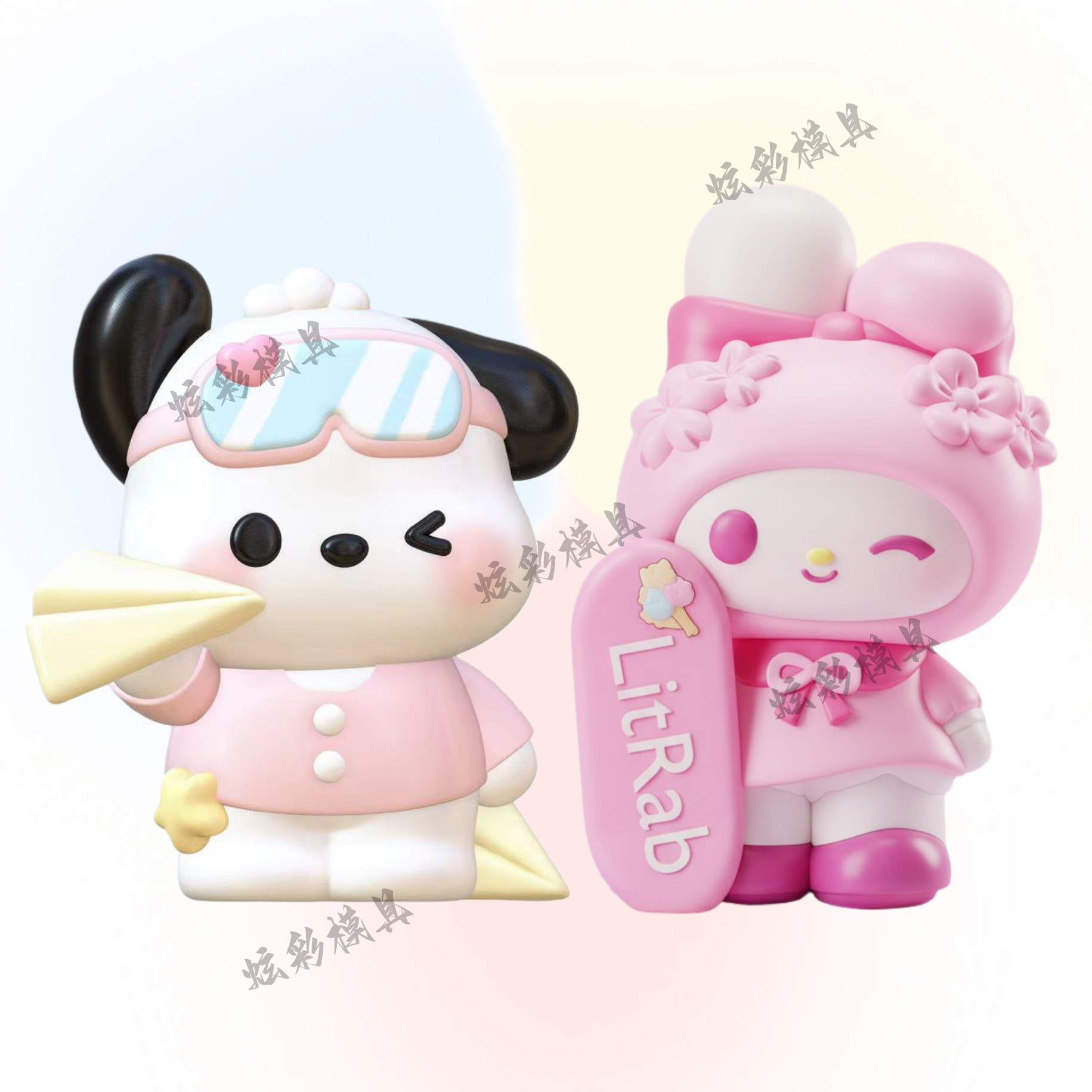 爆款DIY纸飞机帕恰狗滑板美乐蒂涂鸦模具彩绘石膏娃娃乳胶立体磨