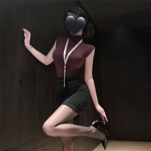 御姐情侣约会制服晴趣qqny 大码 性感纯欲OL办公包臀裙秘书装 网红款