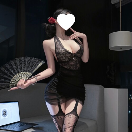 性感火辣蕾丝透视挂脖露背OL秘书包臀裙御姐情侣约会制服晴趣qqny