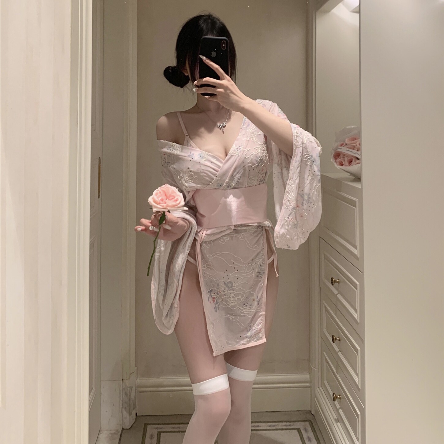 性感纯欲和风美人侧开日系深v和服套装御姐情侣约会制服晴趣qqny