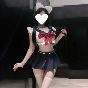 性感纯欲蝴蝶结学院风jk露腰短裙清纯小胸情侣约会制服晴趣qqny