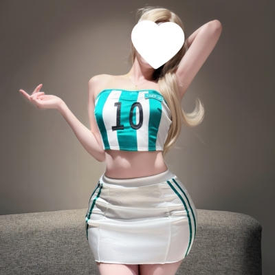 性感火辣白绿条纹足球宝贝啦啦队抹胸肚兜辣妹包臀裙制服晴趣qqny