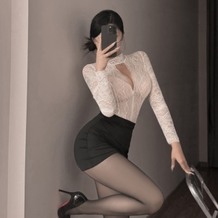 性感纯欲娇柔秘书装 紧身包臀裙御姐情侣约会制服晴趣 OL蕾丝长袖