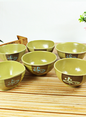 中式如意美耐皿仿瓷餐具如意绿色密胺碗仿瓷碗饭碗汤碗小碗糖水碗