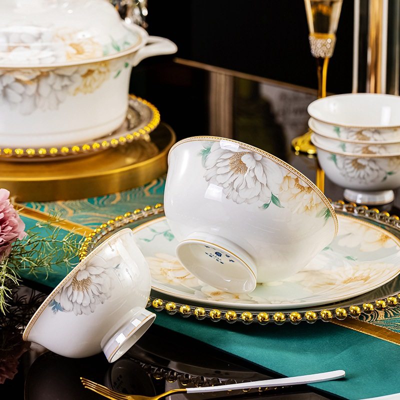 景德镇陶瓷餐具碗碟套装礼品LOGO定制中式骨瓷碗盘碟组合家用新款,个性定制/设计服务/DIY,3D打印/定制,淘宝优惠券,粉丝福利购,淘宝优惠卷