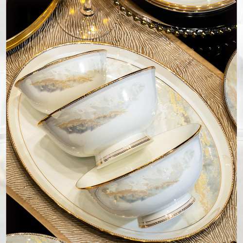 大好河山景德镇家用饭碗洛威骨瓷