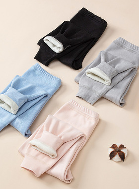 儿童保暖裤秋冬款加绒秋裤男童女童羊羔绒打底棉毛裤子中大童内穿