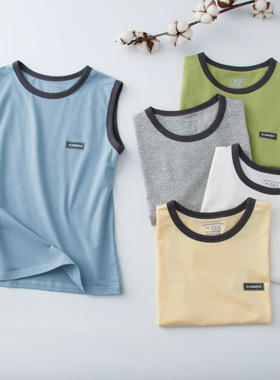 儿童背心男童无袖精梳棉春夏季内穿护肚男孩工字打底衫中大童薄款