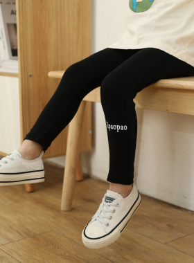 韩版春秋款女童时尚休闲打底裤莫代尔薄大童弹力百搭外穿九分侧边