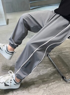 男童裤子春秋夏款反光 新款夏装运动中大儿童夏季薄款速干 防蚊裤