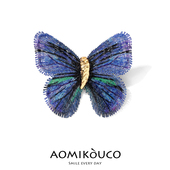 高级感中国风极光渐变蓝紫刺绣蝴蝶胸针高档女西装 配饰别针装 饰品