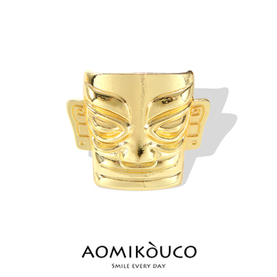 复古风三星堆面具青铜器胸针设计感小众简约别针西装衬衫国潮饰品