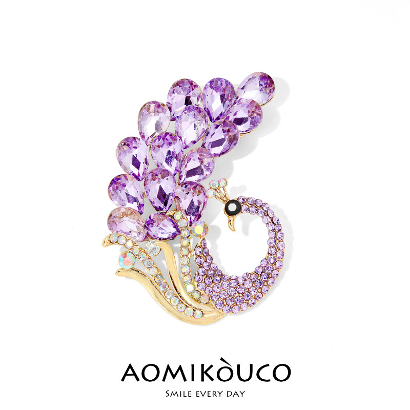 优雅浪漫紫罗兰孔雀胸针高档女奢华国风镶钻别针气质西装外套配饰,饰品/流行首饰/时尚饰品新,胸针,淘宝优惠券,粉丝福利购,淘宝优惠卷