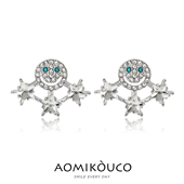 满钻笑脸权志龙同款 耳钉小众轻奢高级镶钻五角星气质简约耳环耳饰