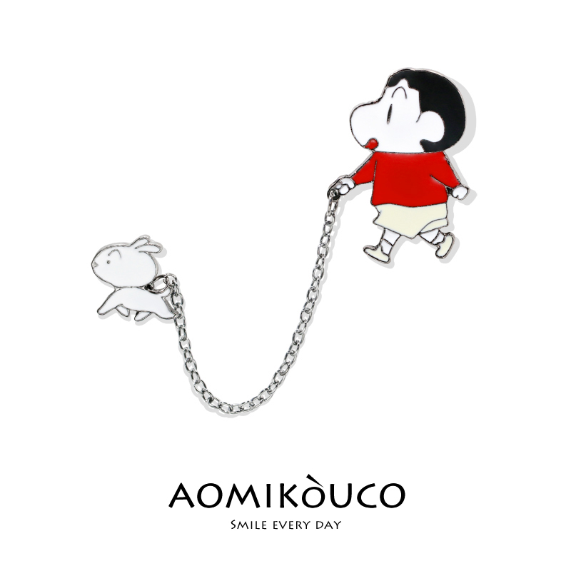 蜡笔小新牵小白胸针可爱徽章别针